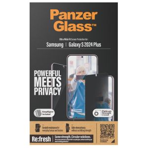 PanzerGlass ﻿Protection d'écran Privacy Ultra-Wide Fit Anti-bactérienne avec applicateur Samsung Galaxy S24 Plus