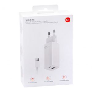 Xiaomi Adaptateur secteur original avec câble USB-C - Chargeur - Port USB-A & USB-C + Câble USB-C - 65 watts - Blanc