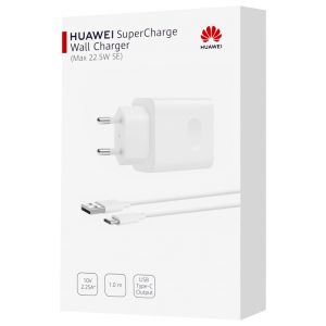 Huawei Adaptateur secteur original - Chargeur avec câble USB-C - Port USB - 22,5 W - Blanc