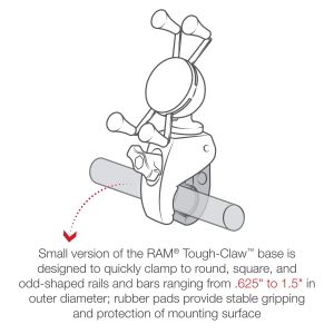 RAM Mounts ﻿Support de téléphone Tough-claw pour vélo/moto/scooter - Universel - Petit - Noir