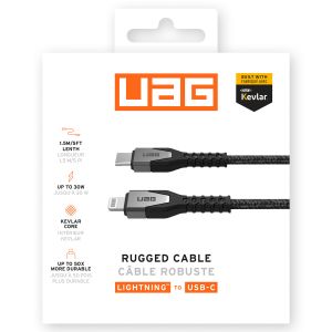 UAG Câble de charge USB-C vers Lightning avec cœur en Kevlar® - 1,5 mètre - Noir / Gris