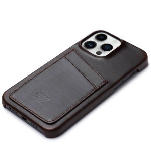 Wachikopa Coque Full Wrap C.C. avec 2 porte-cartes iPhone 14 Pro - Dark Brown