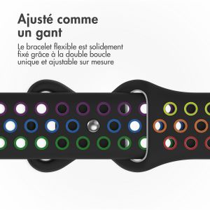 iMoshion Bracelet sport⁺ Apple Watch Series 1-9 / SE / Ultra (2) - 42/44/45/49 mm - Taille S/M - Black Rainbow