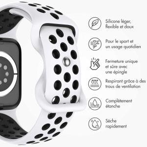 iMoshion Bracelet sport⁺ Apple Watch Series 1-9 / SE / Ultra (2) - 42/44/45/49 mm - Taille M/L - Pure Platinum & Black