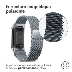 iMoshion Bracelet magnétique milanais le Fitbit Charge 5 / Charge 6 - Space Gray