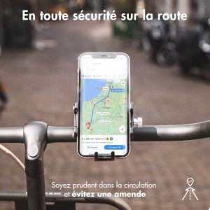 Accezz Support de téléphone pour vélo - Réglable - Universel - Aluminium - Noir