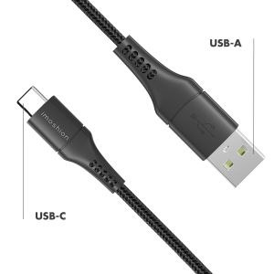 iMoshion Câble USB-C vers USB - Textile tressé - 1,5 mètres - Noir