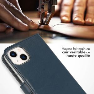 Selencia Étui de téléphone en cuir véritable iPhone 13 - Bleu