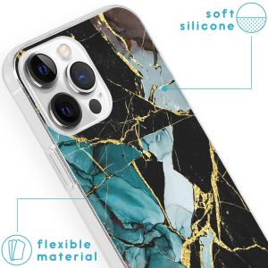 iMoshion Coque Design iPhone 13 Pro Max - Marble - Bleu