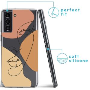 iMoshion Coque Design Samsung Galaxy S21 - LIne Art Color Face