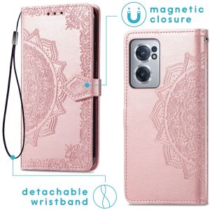 iMoshion Etui de téléphone portefeuille Mandala OnePlus Nord CE 2 5G - Rose Dorée