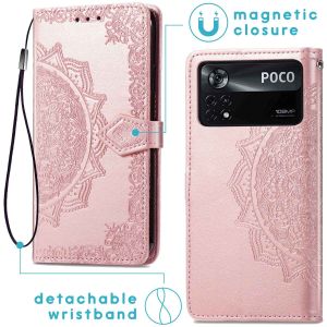iMoshion Etui de téléphone portefeuille Mandala Xiaomi Poco X4 Pro 5G - Rose Dorée