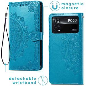 iMoshion Etui de téléphone portefeuille Mandala Xiaomi Poco X4 Pro 5G - Turquoise