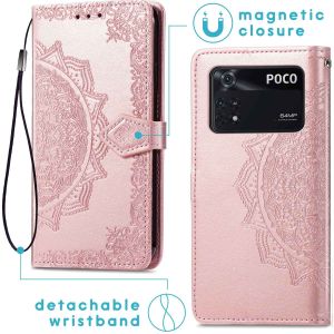 iMoshion Etui de téléphone portefeuille Mandala Xiaomi Poco M4 Pro 5G - Rose Dorée