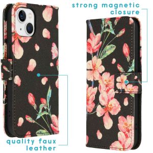 iMoshion Coque silicone design iPhone 14 - Blossom Watercolor Black