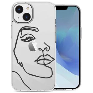 iMoshion Coque Design iPhone 14 - Line Art Woman White