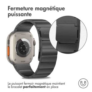 Selencia Bracelet magnétique en acier Apple Watch Series 1-9 / SE / Ultra (2) - 42/44/45/49 mm - Noir