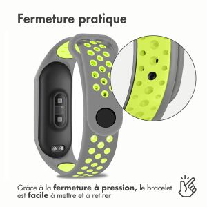 iMoshion Bracelet sportif en silicone Xiaomi Mi Band 3 / 4 - Gris / Lime