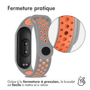 iMoshion Bracelet sportif en silicone Xiaomi Mi Band 3 / 4 - Gris / Orange