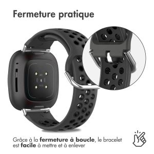 iMoshion Bracelet sportif en silicone Fitbit Versa 4 / 3 / Sense (2) - Gris/Noir