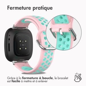 iMoshion Bracelet sportif en silicone Fitbit Versa 4 / 3 / Sense (2) - Rose / Menthe verte
