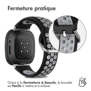 iMoshion Bracelet sportif en silicone Fitbit Versa 4 / 3 / Sense (2) - Noir/Gris