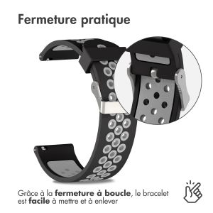 iMoshion Bracelet sportif en silicone - Connexion universelle de 24 mm - Noir/Gris