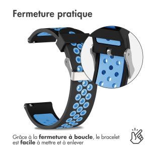 iMoshion Bracelet sportif en silicone - Connexion universelle de 24 mm - Noir/Bleu