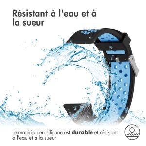 iMoshion Bracelet sportif en silicone - Connexion universelle de 24 mm - Noir/Bleu