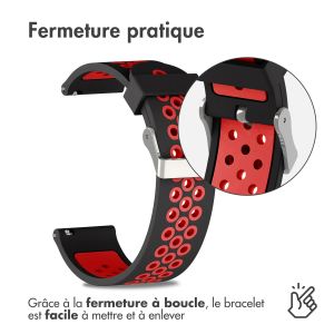 iMoshion Bracelet sportif en silicone - Connexion universelle de 24 mm - Noir/Rouge