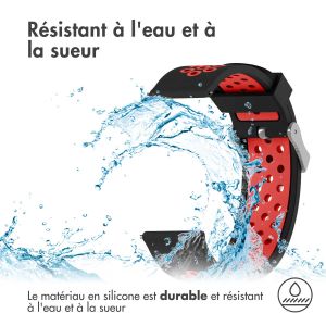 iMoshion Bracelet sportif en silicone - Connexion universelle de 24 mm - Noir/Rouge