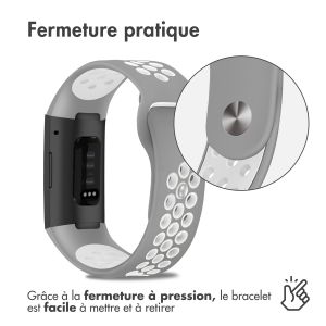 iMoshion Bracelet sportif en silicone Fitbit Charge 3  /  4 - Gris / Blanc