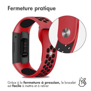 iMoshion Bracelet sportif en silicone Fitbit Charge 3  /  4 - Rouge / Noir