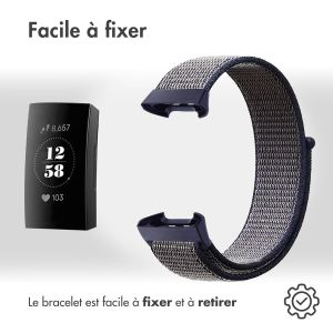 iMoshion Bracelet en nylon Fitbit Charge 3 / 4 - Bleu foncé