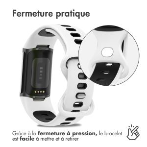 iMoshion Bracelet sportif en silicone Fitbit Charge 5 / Charge 6 - Blanc / Noir