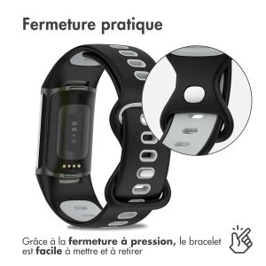 iMoshion Bracelet sportif en silicone Fitbit Charge 5 / Charge 6 - Noir / Gris