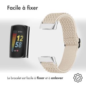 iMoshion Bracelet élastique en nylon Fitbit Charge 5 / Charge 6 - Beige