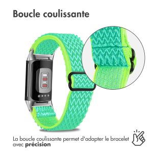 iMoshion Bracelet élastique en nylon Fitbit Charge 5 / Charge 6 - Vert / Jaune