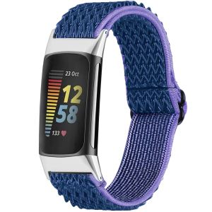 iMoshion Bracelet élastique en nylon pour le Fitbit Charge 5 / Charge 6 -  Bleu foncé