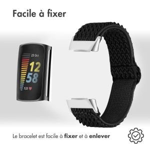 iMoshion Bracelet élastique en nylon Fitbit Charge 5 / Charge 6 - Noir