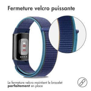 iMoshion Bracelet en nylon Fitbit Charge 5 / Charge 6 - Taille S - Bleu foncé