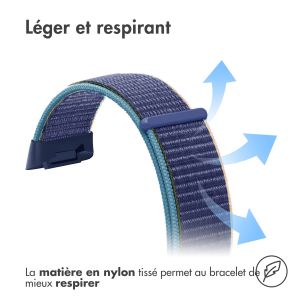 iMoshion Bracelet en nylon Fitbit Charge 5 / Charge 6 - Taille L - Bleu foncé