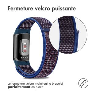 iMoshion Bracelet en nylon Fitbit Charge 5 / Charge 6 - Taille L - Bleu