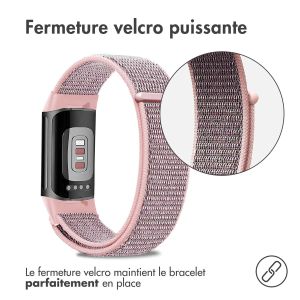 iMoshion Bracelet en nylon Fitbit Charge 5 / Charge 6 - Taille L - Rose