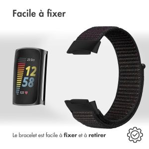 iMoshion Bracelet en nylon Fitbit Charge 5 / Charge 6 - Taille L - Noir