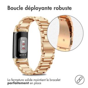 iMoshion Bracelet en acier Fitbit Charge 5 / Charge 6 - Rose Dorée
