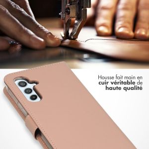 Selencia Étui de téléphone portefeuille en cuir véritable Samsung Galaxy A54 (5G) - Dusty Pink