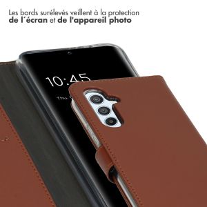 Selencia Étui de téléphone portefeuille en cuir véritable Samsung Galaxy A54 (5G) - Brun clair