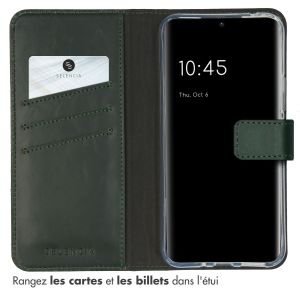 Selencia Étui de téléphone portefeuille en cuir véritable Samsung Galaxy A54 (5G) - Vert
