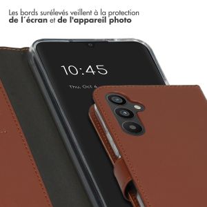 Selencia Étui de téléphone portefeuille en cuir véritable Samsung Galaxy A34 (5G) - Brun clair
